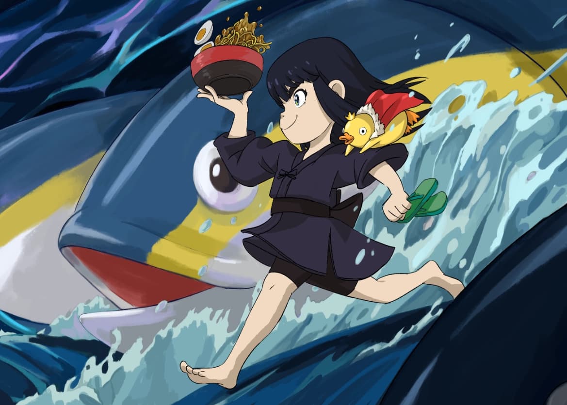Tuna surfing wave
